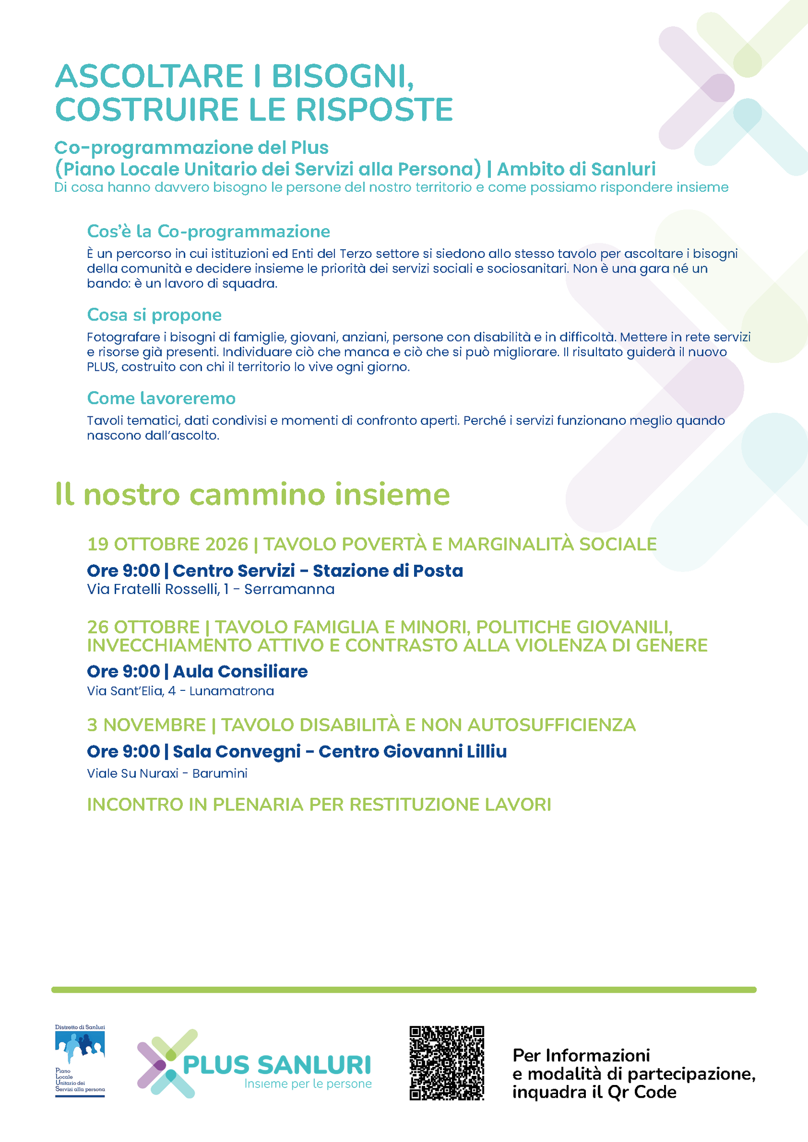 Co-programmazione PLUS Sanluri: tre tavoli tematici per ascoltare il territorio e costruire insieme le risposte